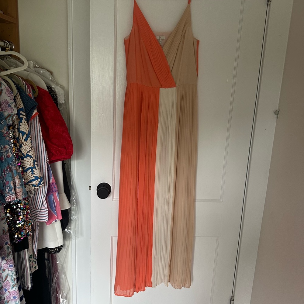 Joie Orange and Cream Colorblock Maxi Dress